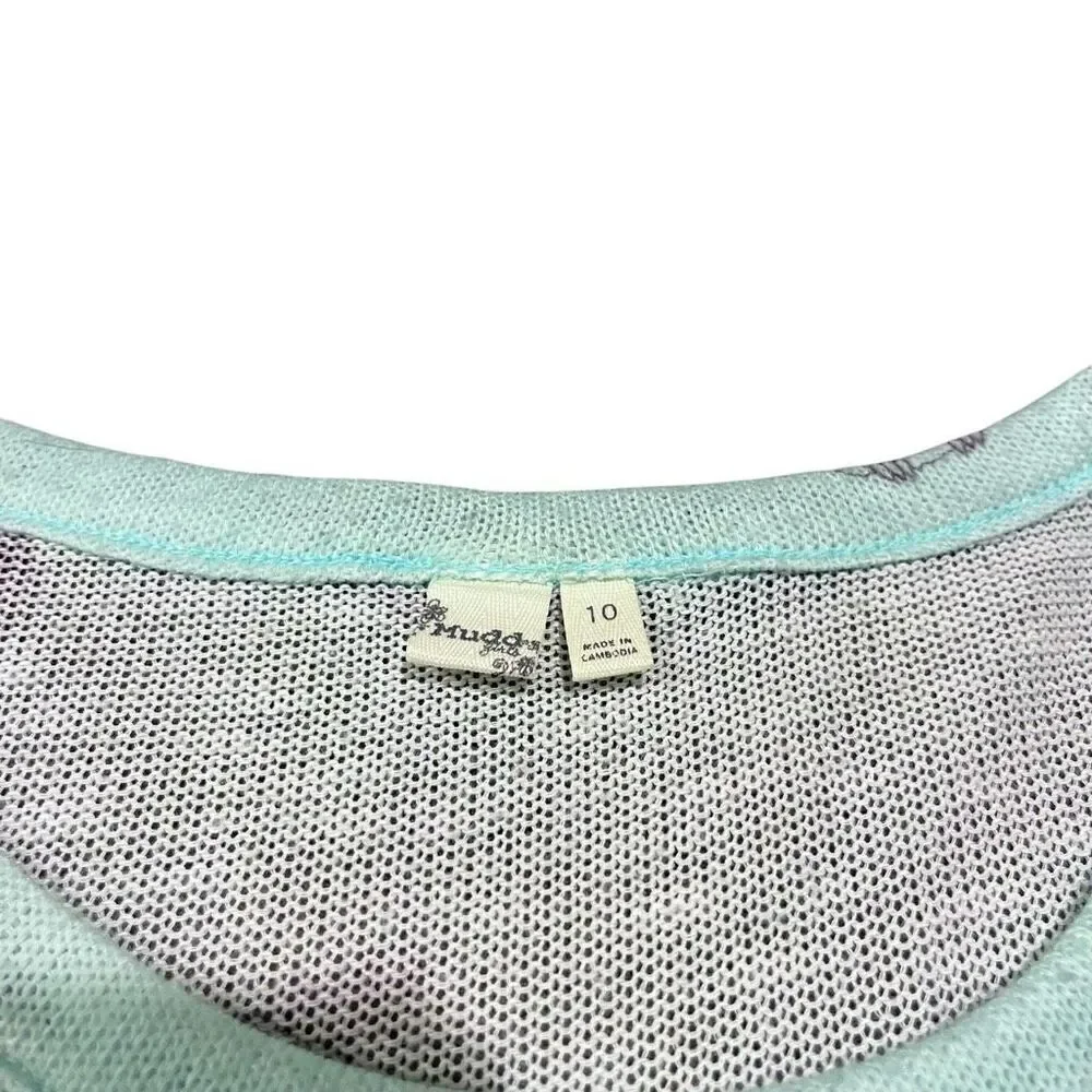Mudd Mint Green Owl Pullover Close-Knit Sweater Girl’s 10